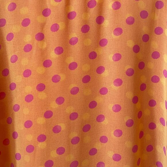 YELLOW-ORANGE-PINK CREPE POLKA DOT REVERSIBLE DRESS SIZE XL BY SILHOUETTES NWT - Picture 5 of 8